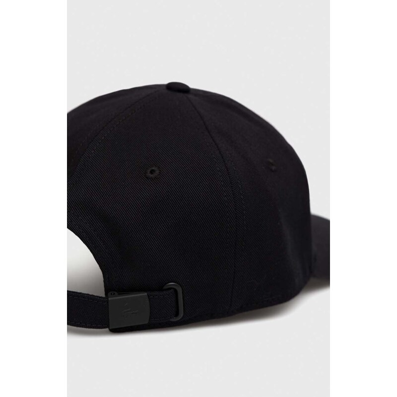 Bavlněná baseballová čepice Lacoste černá barva, s aplikací, RK0491-031