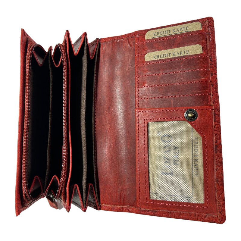 Lozano Dámská kožená peněženka s květinami červená 4412