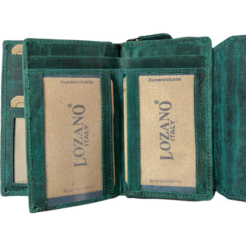 Lozano Dámská kožená peněženka s květinami zelená 4415