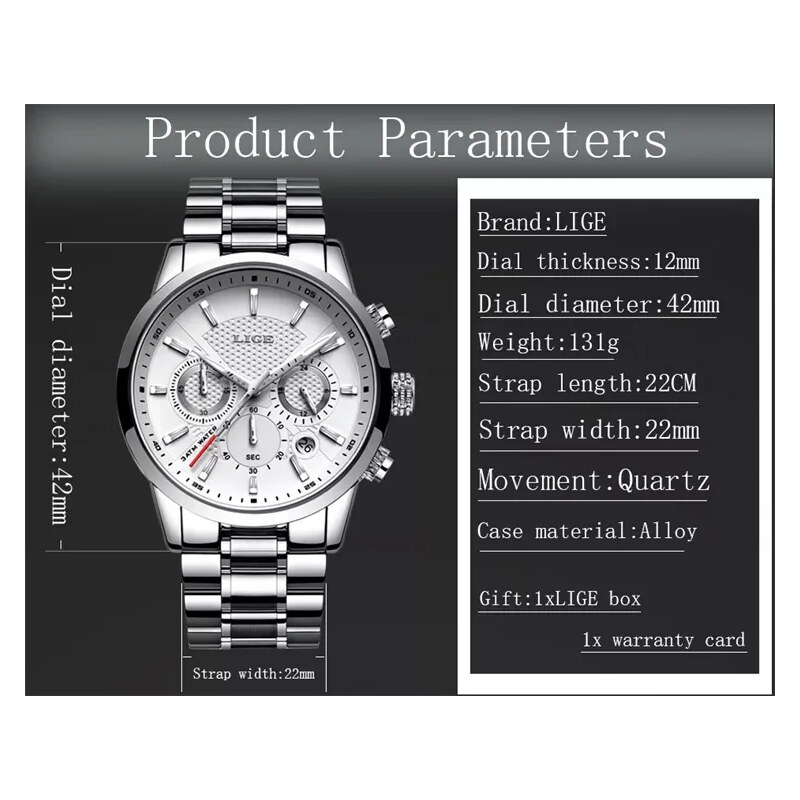 LIGE Pánské hodinky -9866-10 + dárek ZDARMA