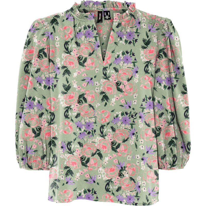 VERO MODA Halenka Olivia pastelově zelená / tmavě zelená /