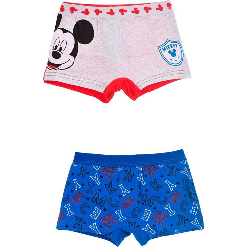 DISNEY MICKEY MOUSE CHLAPECKÉ BOXERKY 2 KS - ŠEDO-ČERVENÁ/MODRÁ