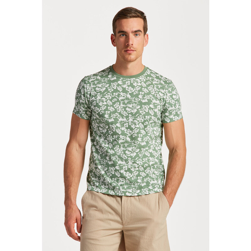 TRIČKO GANT FLORAL PRINT T-SHIRT zelená M