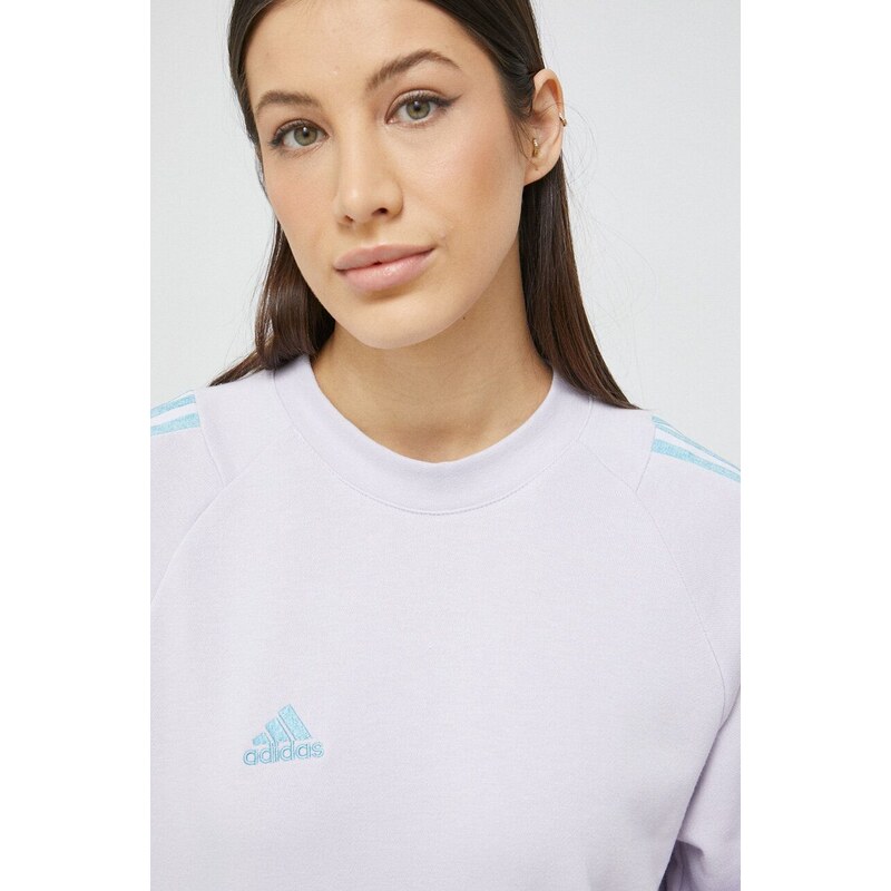 Mikina adidas fialová barva, s aplikací