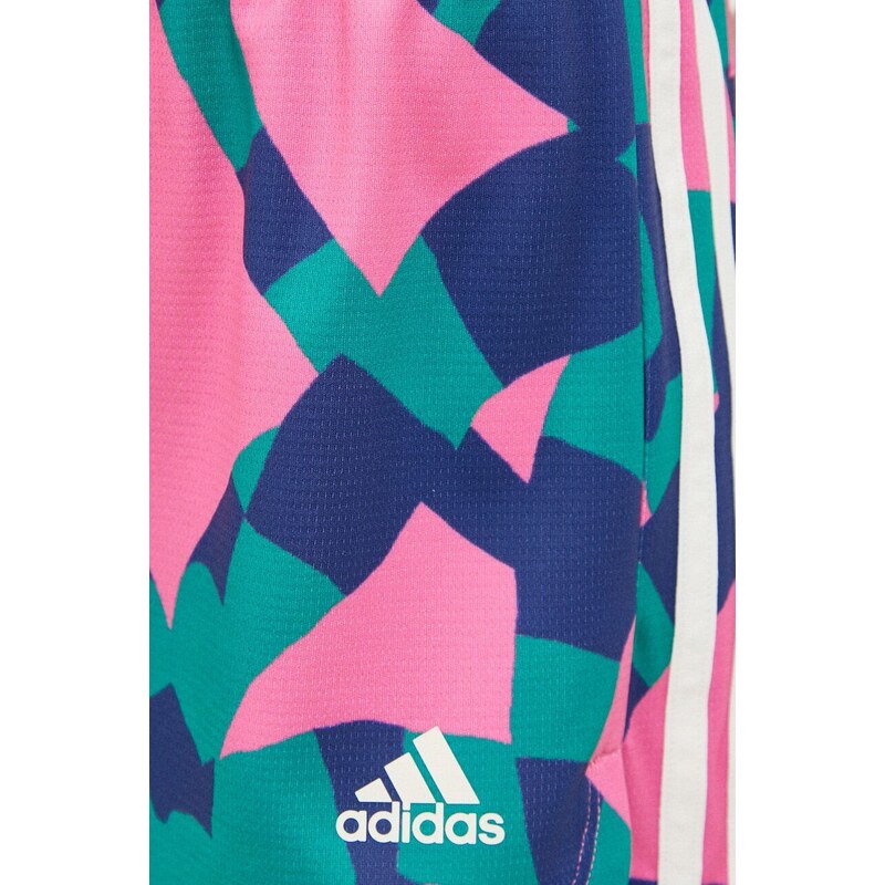 Tréninkové šortky adidas Farm Pacer růžová barva, vzorované, medium waist