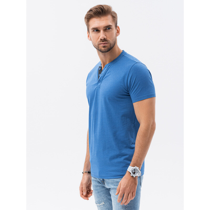 Ombre Clothing Pánské tričko bez potisku - nebesky modrá S1390
