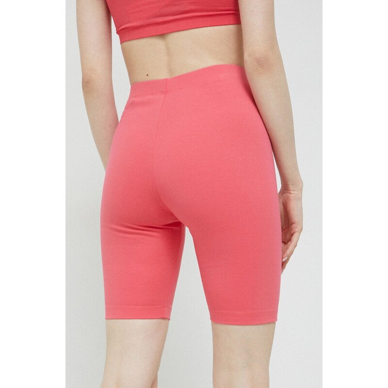 Kraťasy Tommy Jeans dámské, růžová barva, s aplikací, high waist