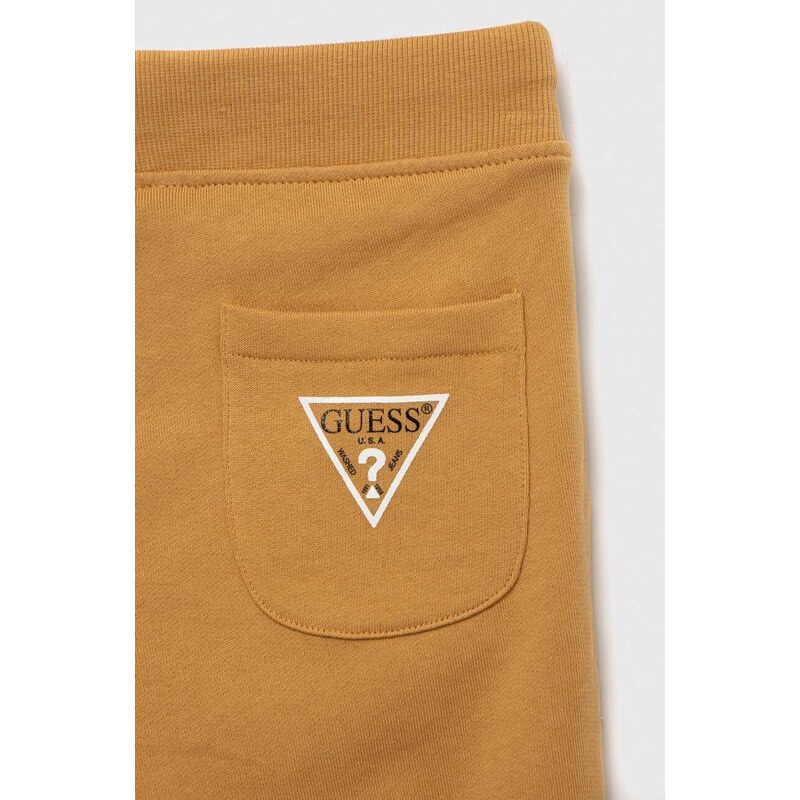 Dětské bavlněné šortky Guess žlutá barva, nastavitelný pas