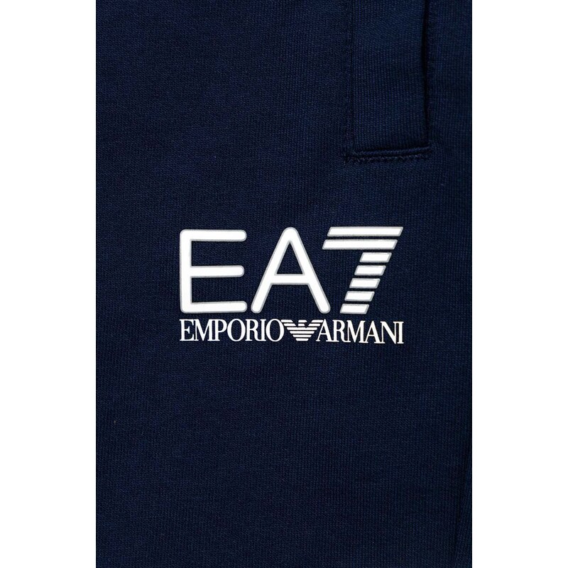 Dětské bavlněné šortky EA7 Emporio Armani tmavomodrá barva