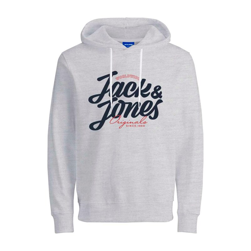 JACK & JONES Mikina JORList světle šedá / červená / černá