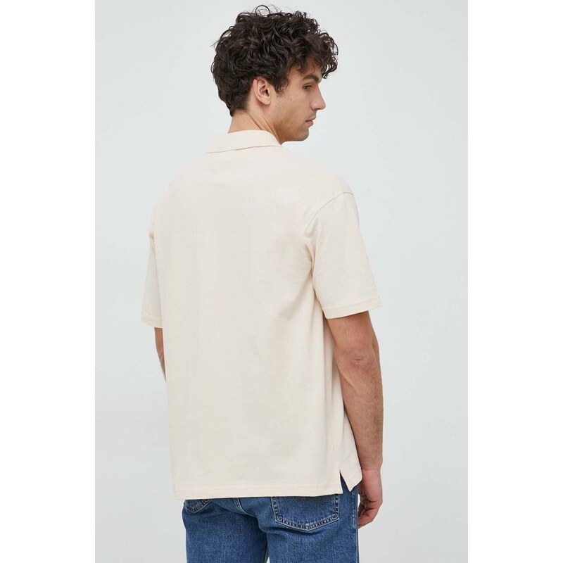 Bavlněné polo tričko Tommy Hilfiger béžová barva, s aplikací