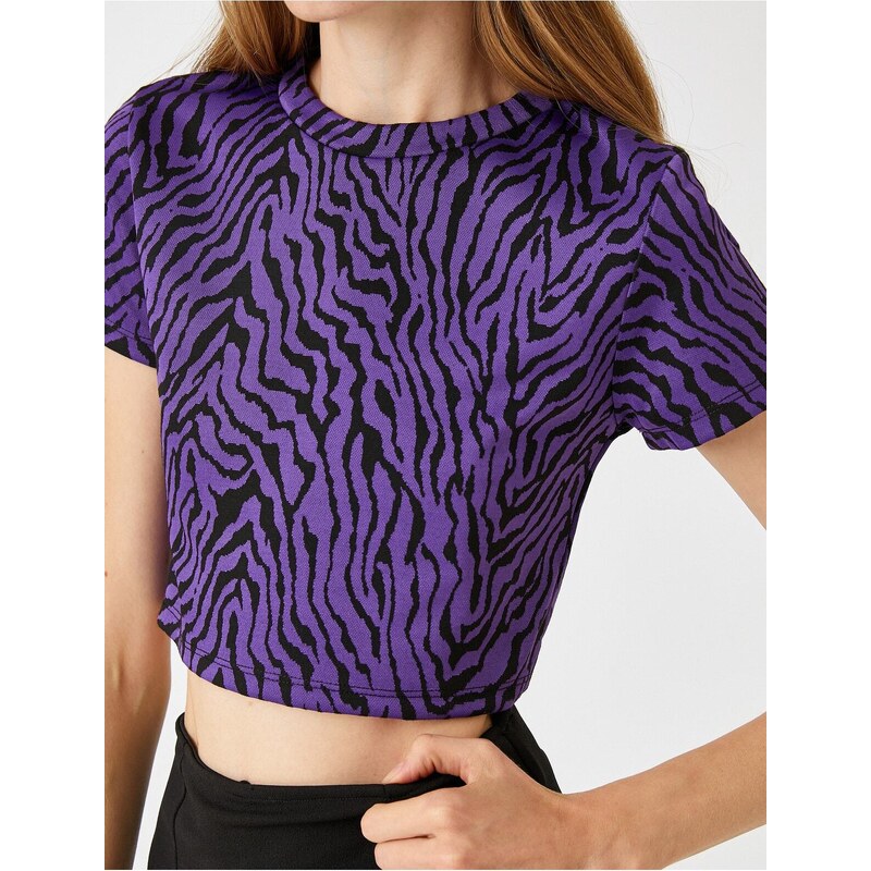Koton Zebra Patterned Crop T-Shirt