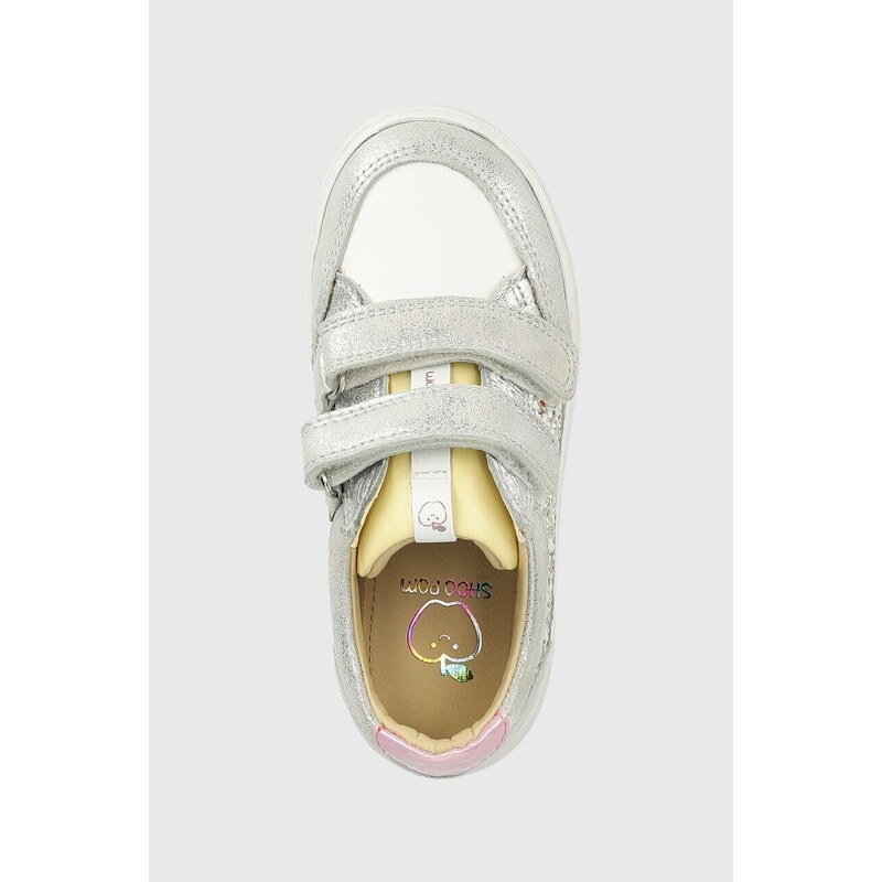 Dětské kožené sneakers boty Shoo Pom stříbrná barva