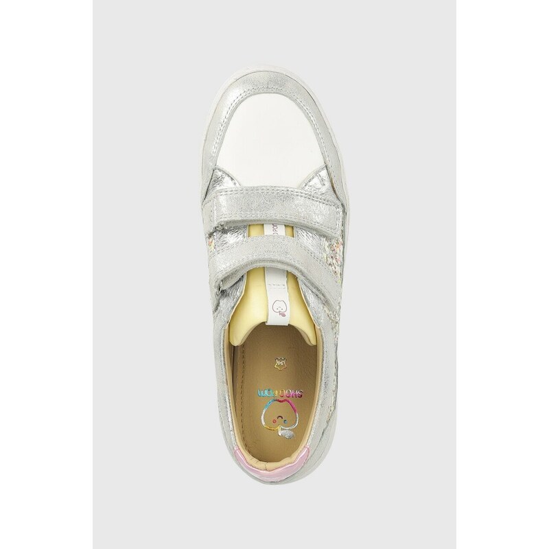 Dětské kožené sneakers boty Shoo Pom stříbrná barva