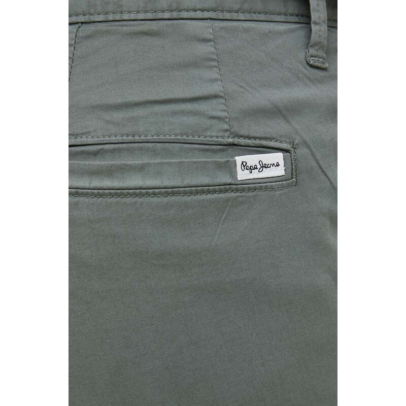 Kalhoty Pepe Jeans Harrow Poplin pánské, zelená barva, ve střihu chinos