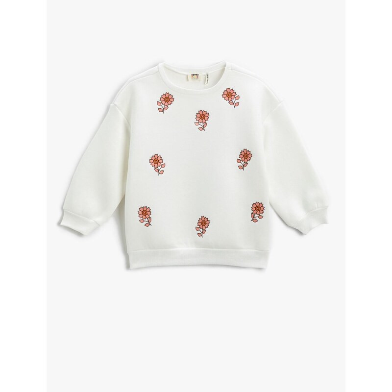 Koton Floral Printed Sweatshirt Long Sleeved Crew Neck Shards