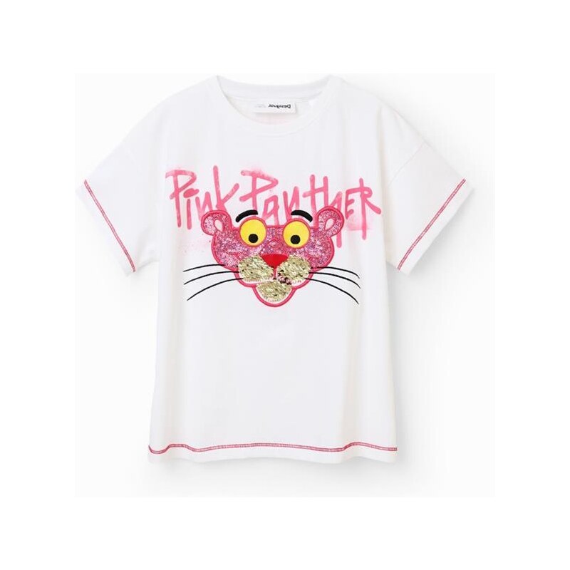 tričko Desigual Pink Panther blanco
