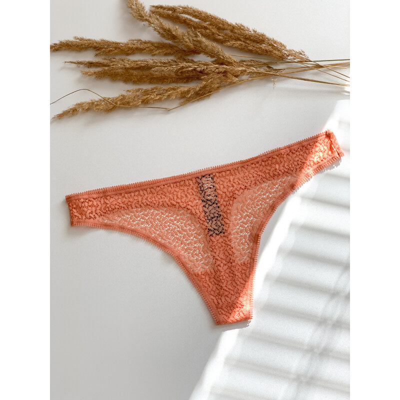 DKNY krajkové tanga Modern Lace - guawa oranžová