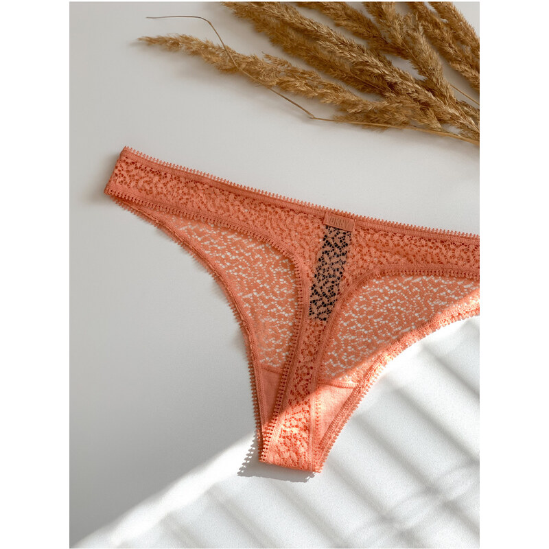 DKNY krajkové tanga Modern Lace - guawa oranžová