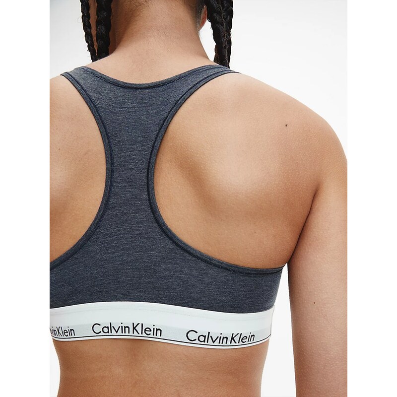 Tmavě šedá dámská žíhaná podprsenka Calvin Klein Underwear - Dámské