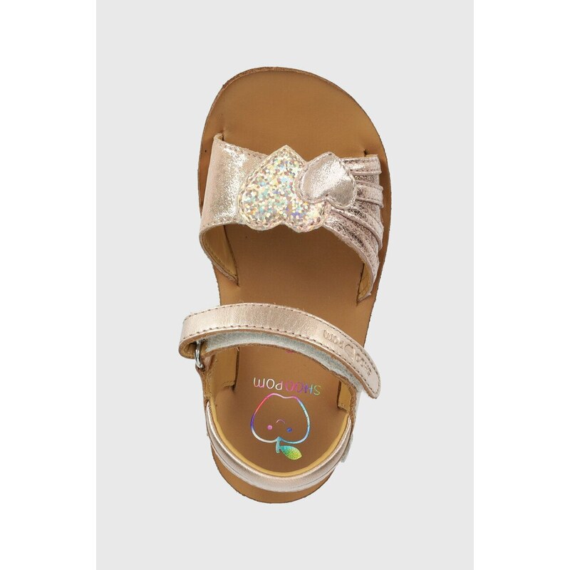 Dětské kožené sandály Shoo Pom zlatá barva
