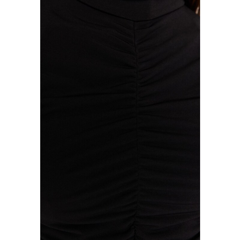 Trendyol Black Drawstring Detailed, Stretchy Snap-On Knitted Bodysuit