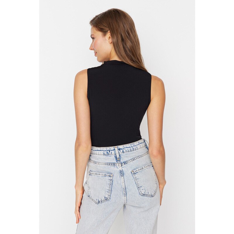 Trendyol Black Drawstring Detailed, Stretchy Snap-On Knitted Bodysuit