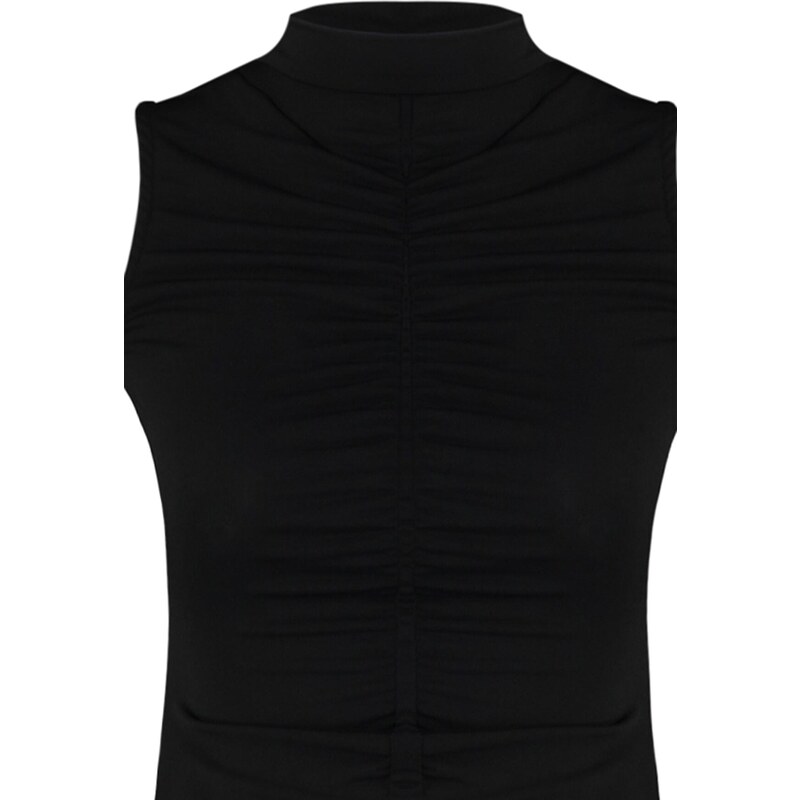 Trendyol Black Drawstring Detailed, Stretchy Snap-On Knitted Bodysuit