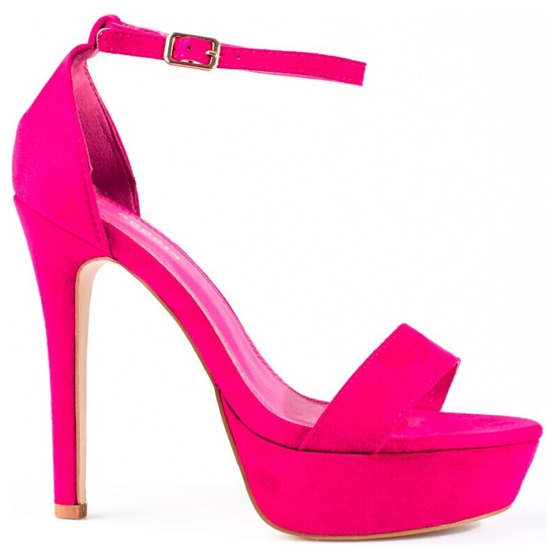 Designové růžové dámské sandály na jehlovém podpatku