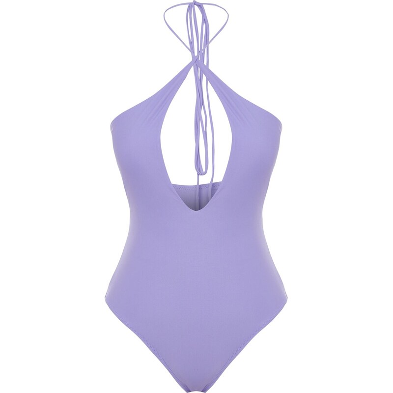 Trendyol Lilac Barbell Neck Tie Regular Leg Plavky