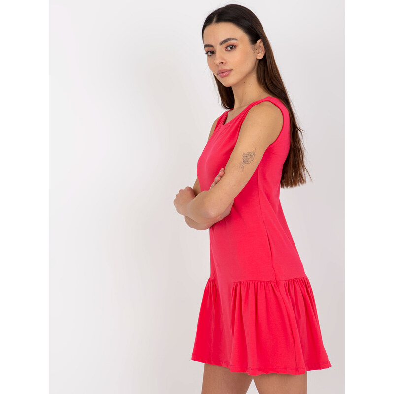 Fashionhunters Coral basic volánkové mini šaty bez rukávů