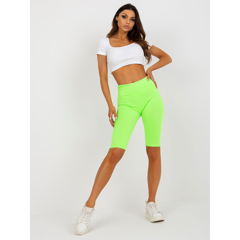 BASIC NEONOVĚ ZELENÉ BIKER SHORTS -FLUO GREEN Zelená