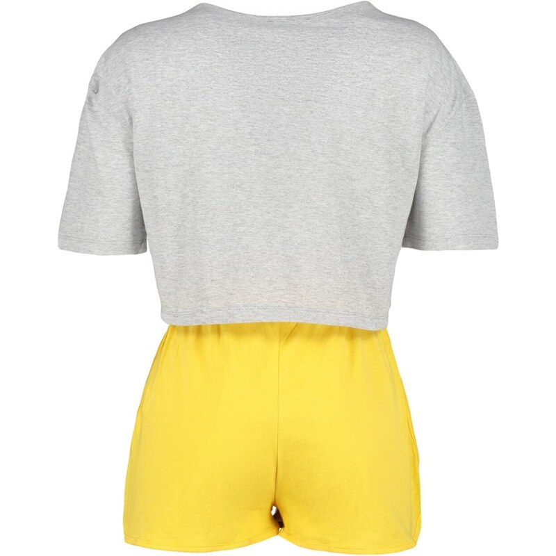 Trendyol Yellow Cotton Printed T-shirt-Shorts Knitted Pajamas Set