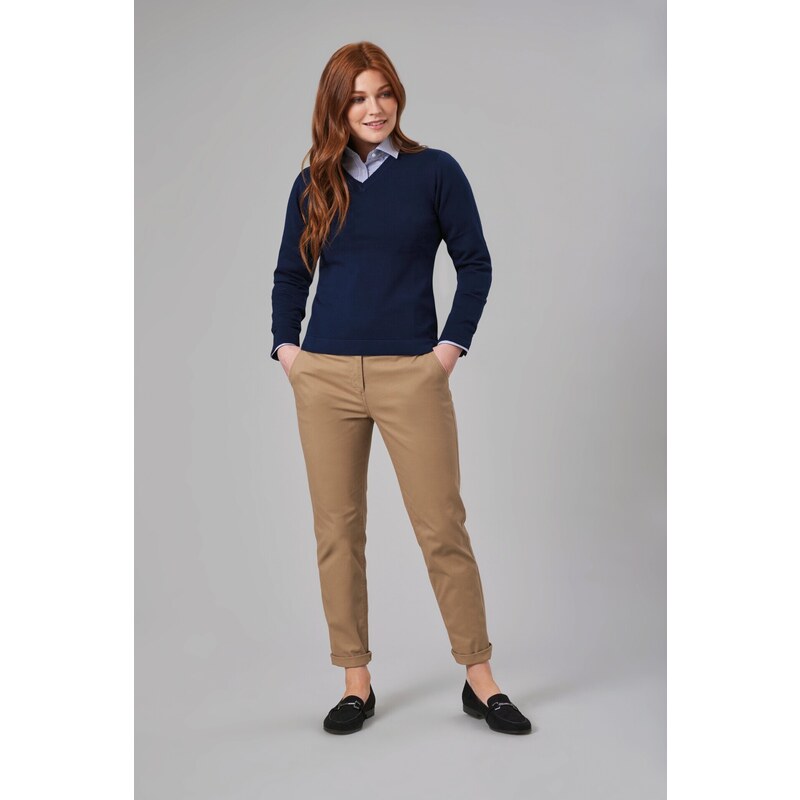 Dámské kalhoty elastické Slim fit Chino Houston Brook Taverner - Zkrácené 69 cm