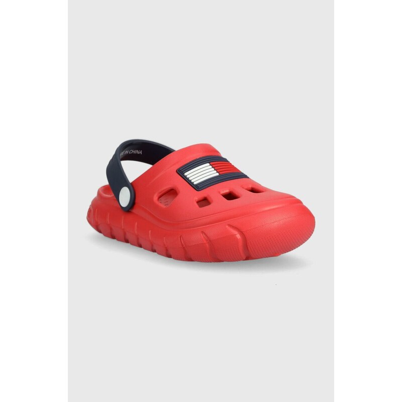 Dětské pantofle Tommy Hilfiger červená barva