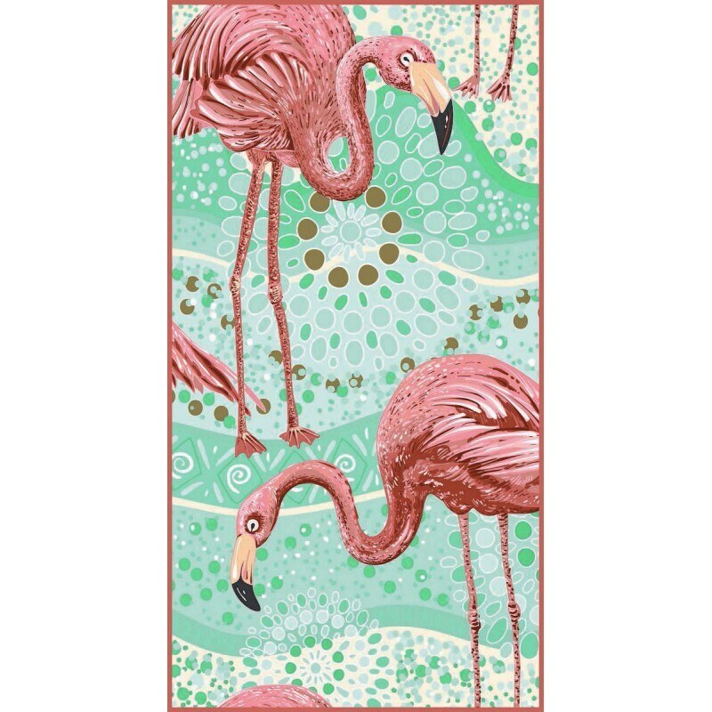 Stylpo s.r.o. Plážový ručník Flamingi, zelený