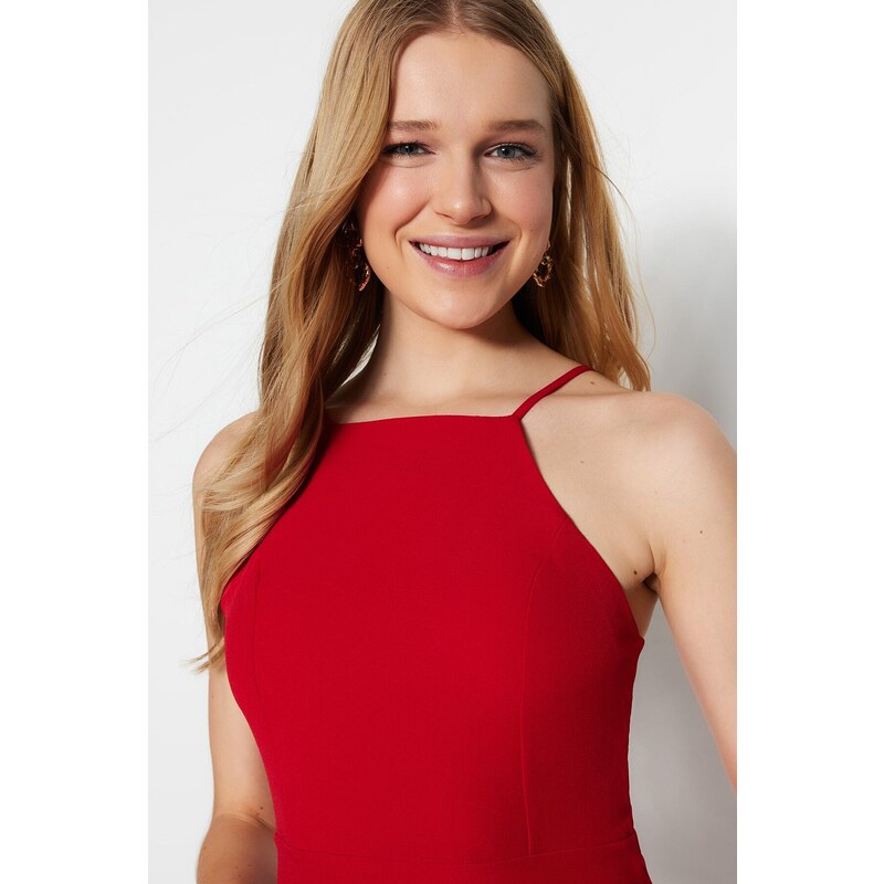 Trendyol Red Bodysuit Mini Woven Halter Neck Woven Dress