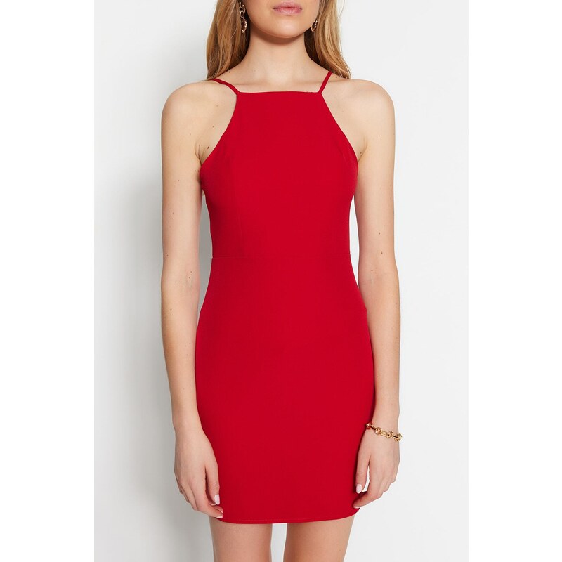 Trendyol Red Bodysuit Mini Woven Halter Neck Woven Dress