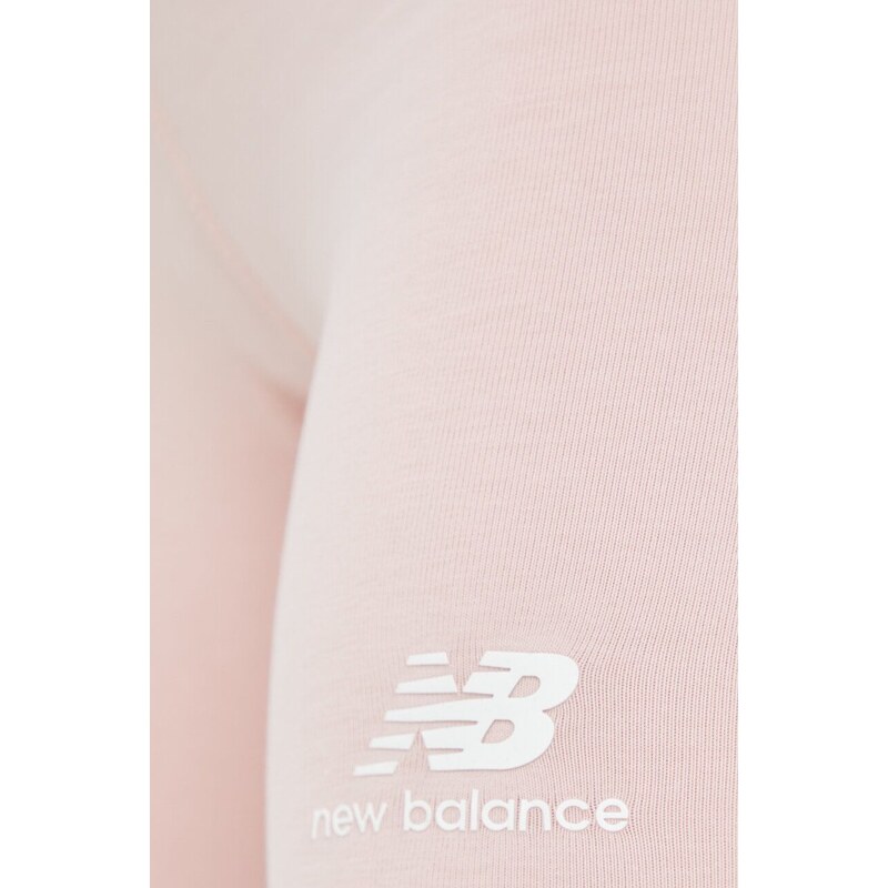 Kraťasy New Balance WS21550PIE dámské, růžová barva, hladké, high waist, WS21550PIE-PIE