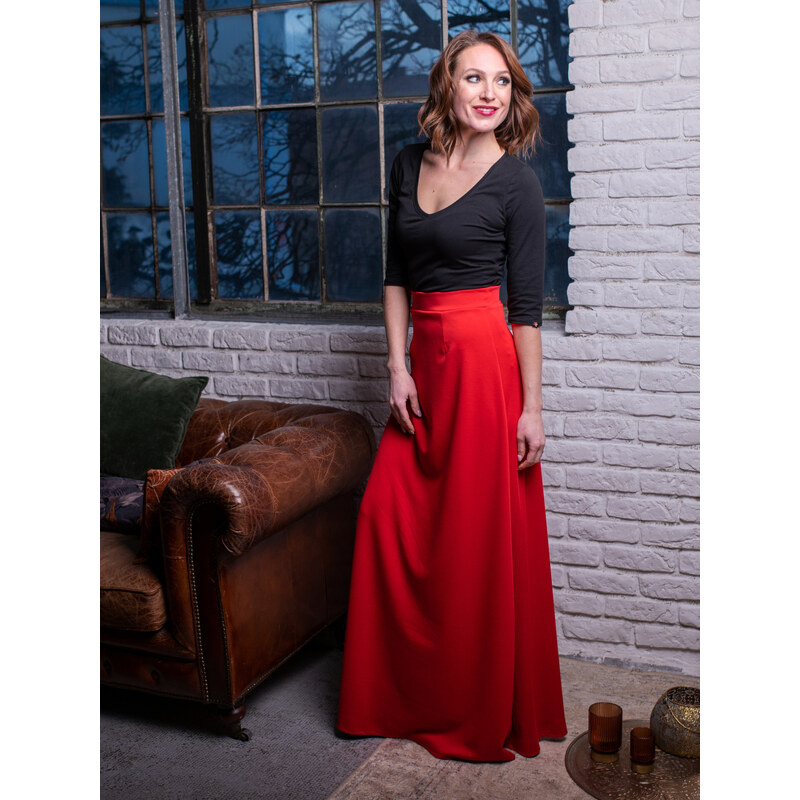 ŠatySukně Červená sukně do pasu LUISANA