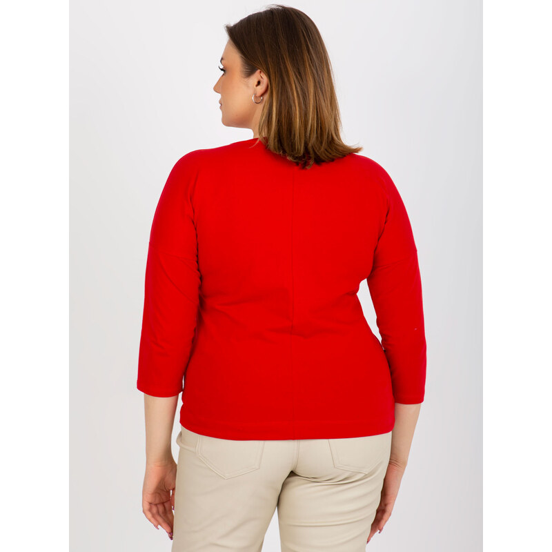 Fashionhunters Červené tričko plus velikosti s potiskem a nápisem