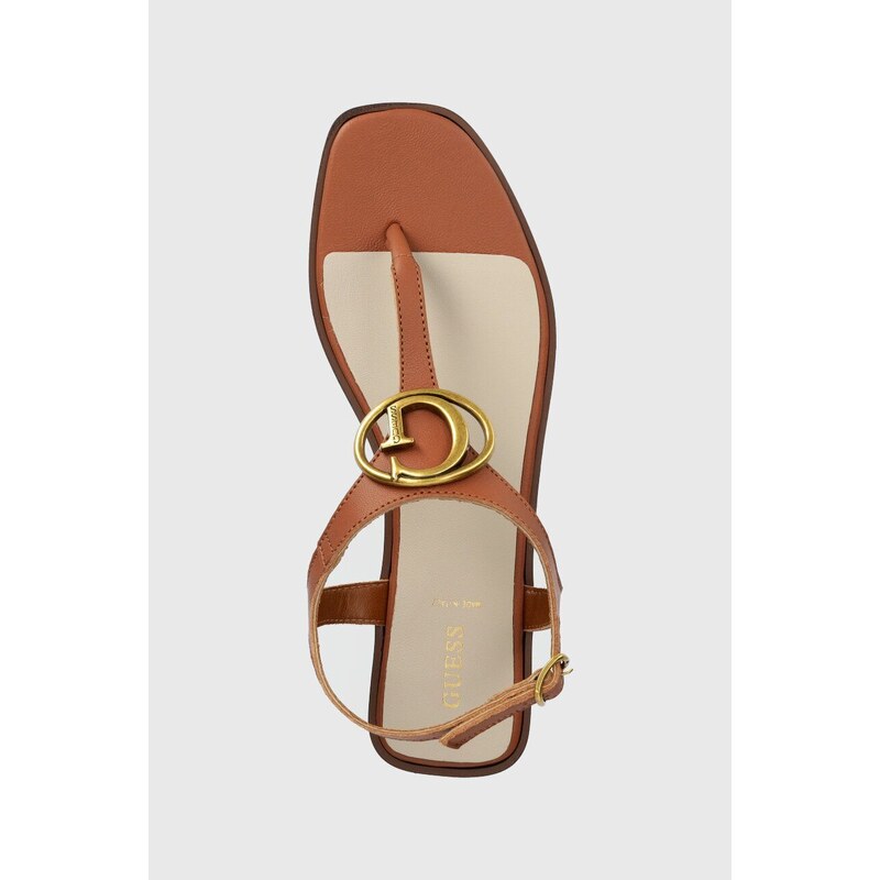Kožené sandály Guess MIRY dámské, hnědá barva, FL6MRY LEA21