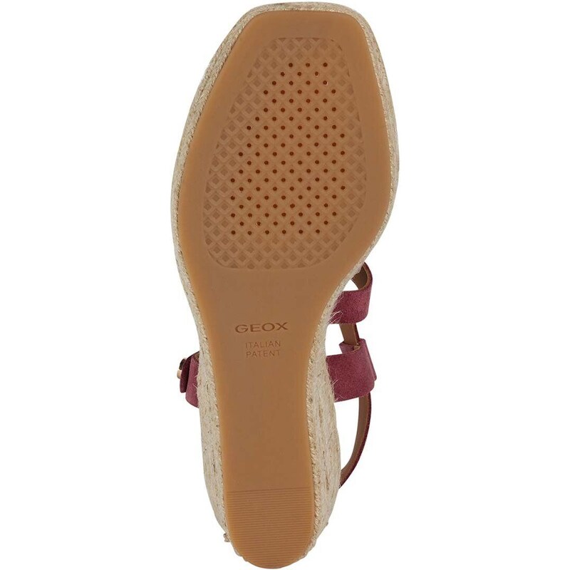 Semišové sandály Geox D PANAREA dámské, vínová barva, na klínku, D35UYB 00022 C8335
