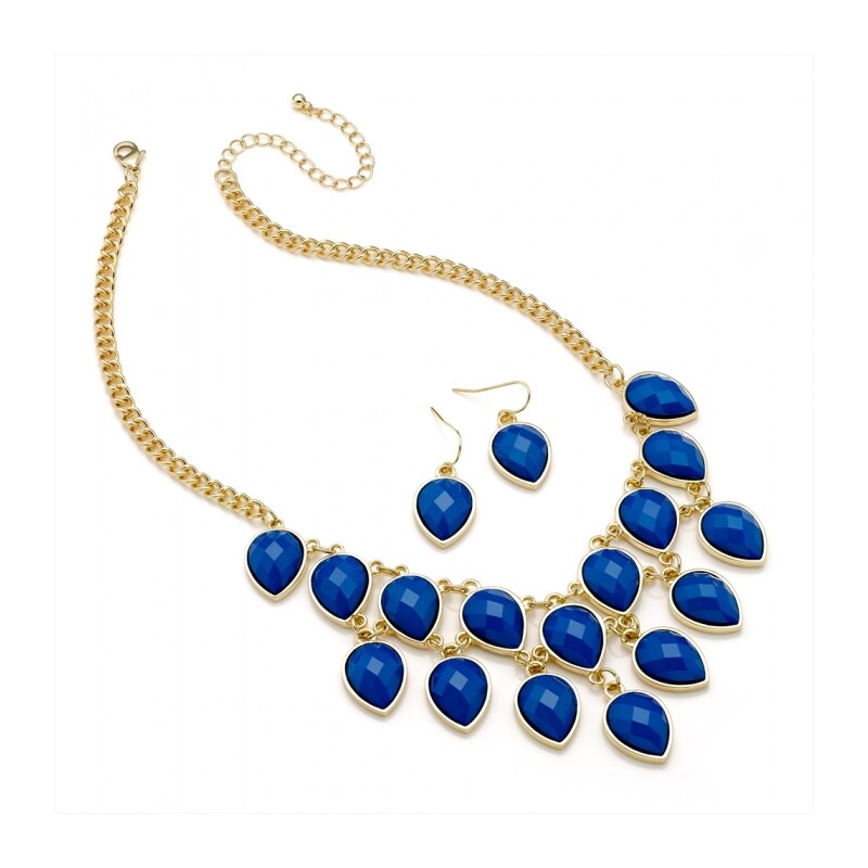 SET: Modrý náhrdelník a náušnice Zina 29268