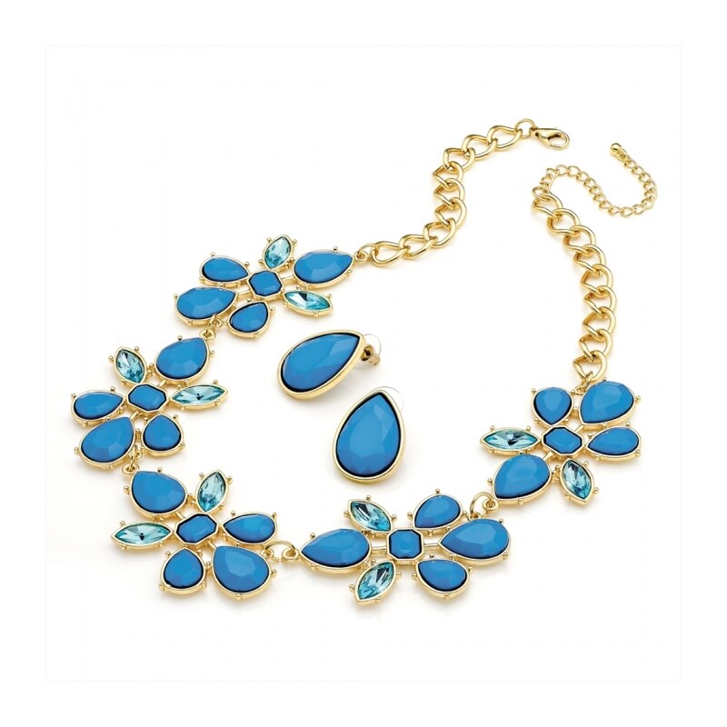 SET: Modrý náhrdelník a náušnice Spring 29295