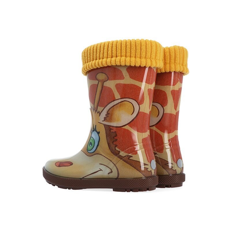 Dětské zateplené barevné holínky Demar HAWAI LUX PRINT 0048/0049 AK žirafa