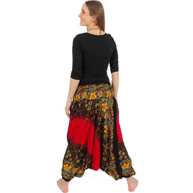 Harémové Turecké kalhoty aladinky barevné květy