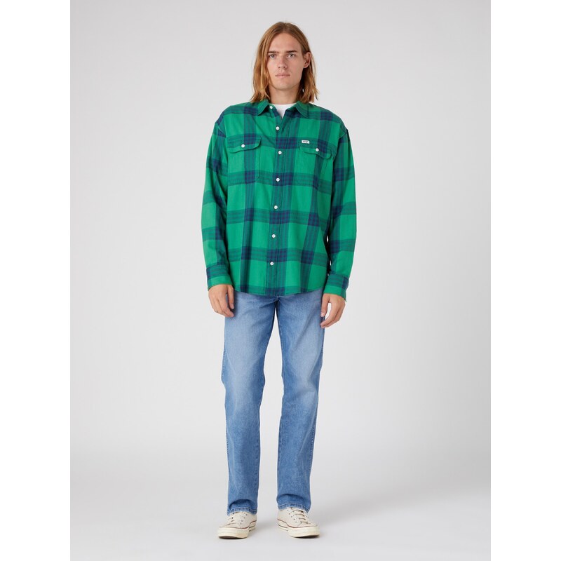 Modro-zelená pánská kostkovaná košile Wrangler - Pánské