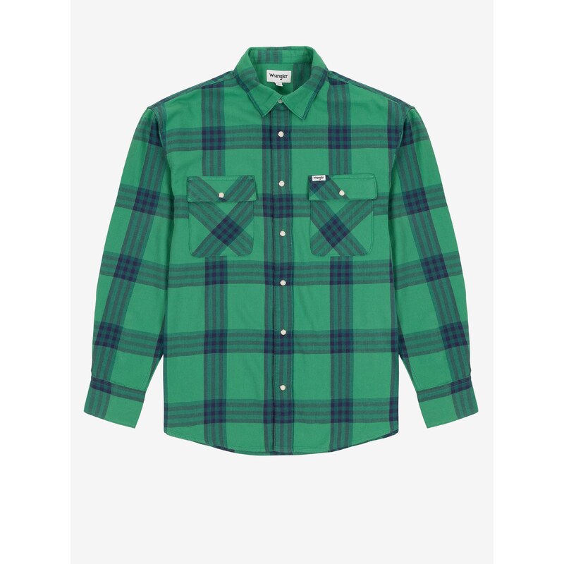 Modro-zelená pánská kostkovaná košile Wrangler - Pánské