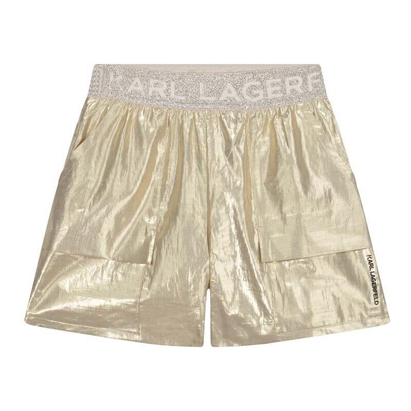 Dětské kraťasy Karl Lagerfeld zlatá barva, hladké